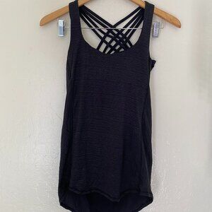 Lululemon Wild TankTop Heathered Striped Open Draped Back w/ Strappy Bra